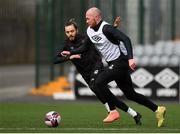 25 March 2021; Chris Shields, right, and Jesus Perez during a Dundalk training session at Oriel Park in Dundalk, Louth.  Photo by Ben McShane/Sportsfile