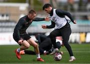 25 March 2021; Patrick Hoban, right, and Enda Douglas during a Dundalk training session at Oriel Park in Dundalk, Louth.  Photo by Ben McShane/Sportsfile