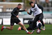 25 March 2021; Patrick Hoban, right, and Enda Douglas during a Dundalk training session at Oriel Park in Dundalk, Louth.  Photo by Ben McShane/Sportsfile