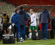 24 March 2021; Aaron Connolly of Republic of Ireland leaves the pitch after picking up an injury during the FIFA World Cup 2022 qualifying group A match between Serbia and Republic of Ireland at Stadion Rajko Mitic in Belgrade, Serbia. Photo by Stephen McCarthy/Sportsfile