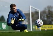 26 March 2021; Goalkeeper Mark Travers during a Republic of Ireland training session at the FAI National Training Centre in Abbotstown, Dublin. Photo by Seb Daly/Sportsfile