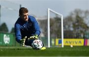 26 March 2021; Goalkeeper Mark Travers during a Republic of Ireland training session at the FAI National Training Centre in Abbotstown, Dublin. Photo by Seb Daly/Sportsfile