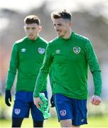 26 March 2021; Ciaran Clark, right, and Dara O'Shea during a Republic of Ireland training session at the FAI National Training Centre in Abbotstown, Dublin. Photo by Seb Daly/Sportsfile