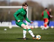 26 March 2021; Republic of Ireland's Luca Connell warms up before the U21 international friendly match between Wales and Republic of Ireland at Colliers Park in Wrexham, Wales. Photo by David Rawcliffe/Sportsfile