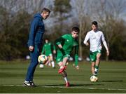 26 March 2021; Republic of Ireland's Alex Gilbert warms up before the U21 international friendly match between Wales and Republic of Ireland at Colliers Park in Wrexham, Wales. Photo by David Rawcliffe/Sportsfile