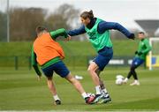 26 March 2021; Jeff Hendrick, right, and Conor Coventry during a Republic of Ireland training session at the FAI National Training Centre in Abbotstown, Dublin. Photo by Seb Daly/Sportsfile