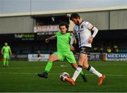 26 March 2021; Sam Stanton of Dundalk in action against Barry McNamee of Finn Harps during the SSE Airtricity League Premier Division match between Dundalk and Finn Harps at Oriel Park in Dundalk, Louth. Photo by Eóin Noonan/Sportsfile