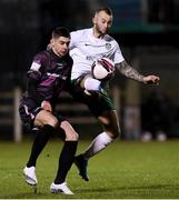 26 March 2021; Daniel Blackbyrne of Cabinteely in action against Harry Groome of Wexford during the SSE Airtricity League First Division match between Wexford and Cabinteely at Ferrycarrig Park in Wexford. Photo by Matt Browne/Sportsfile