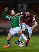 26 March 2021; Gearoid Morrissey of Cork City in action against Lee Devitt of Cobh Ramblers during the SSE Airtricity League First Division match between Cork City and Cobh Ramblers at Turners Cross in Cork. Photo by Harry Murphy/Sportsfile