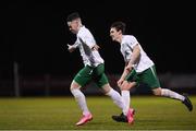 26 March 2021; Dean Casey, left, of Cabinteely celebrates after scoring his side's goal with team-mate Zak O'Neill during the SSE Airtricity League First Division match between Wexford and Cabinteely at Ferrycarrig Park in Wexford. Photo by Matt Browne/Sportsfile