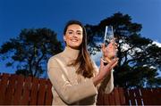 30 March 2021; Armagh star Aimee Mackin pictured with her 2020 AIG Cúl na Bliana award. The 2020 TG4 Senior Players’ Player of the Year was also on hand to mark the announcement that the ‘AIG Health’ portal is now available to all LGFA players and members. Visit www.aig.ie/lgfagym for full details. Photo by Brendan Moran/Sportsfile