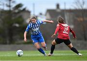 27 March 2021; Jenna Slattery of Treaty United gets past Sophie Watters of Bohemians during the SSE Airtricity Women's National League match between Bohemians and Treaty United at Oscar Traynor Centre in Coolock, Dublin. Photo by Piaras Ó Mídheach/Sportsfile