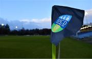 26 March 2021; A UCD branded corner flag before the SSE Airtricity League First Division match between UCD and Athlone Town at the UCD Bowl in Belfield, Dublin. Photo by Seb Daly/Sportsfile