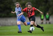 27 March 2021; Naima Chemaou of Bohemians in action against Eve O'Sullivan of Treaty United during the SSE Airtricity Women's National League match between Bohemians and Treaty United at Oscar Traynor Centre in Coolock, Dublin. Photo by Piaras Ó Mídheach/Sportsfile