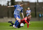 27 March 2021; Aine Walsh of Treaty United in action against Jade Reddy of Bohemians during the SSE Airtricity Women's National League match between Bohemians and Treaty United at Oscar Traynor Centre in Coolock, Dublin. Photo by Piaras Ó Mídheach/Sportsfile