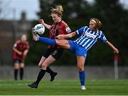27 March 2021; Alannah Mitchell of Treaty United in action against Erica Burke of Bohemians during the SSE Airtricity Women's National League match between Bohemians and Treaty United at Oscar Traynor Centre in Coolock, Dublin. Photo by Piaras Ó Mídheach/Sportsfile