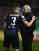 26 March 2021; Galway United manager John Caulfield with Kevin O'Connor of Shelbourne following the SSE Airtricity League First Division match between Galway United and Shelbourne at Eamonn Deacy Park in Galway. Photo by David Fitzgerald/Sportsfile