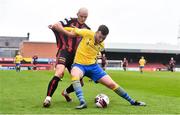 27 March 2021; Joe Gorman of Longford Town in action against Georgie Kelly of Bohemians during the SSE Airtricity League Premier Division match between Bohemians and Longford Town at Dalymount Park in Dublin. Photo by Sam Barnes/Sportsfile