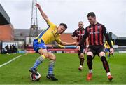 27 March 2021; Karl Chambers of Longford Town in action against Ali Coote of Bohemians during the SSE Airtricity League Premier Division match between Bohemians and Longford Town at Dalymount Park in Dublin. Photo by Sam Barnes/Sportsfile