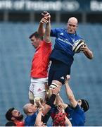 27 March 2021; Devin Toner of Leinster wins possession ahead of Peter O'Mahony of Munster from a line-out during the Guinness PRO14 Final match between Leinster and Munster at the RDS Arena in Dublin. Photo by David Fitzgerald/Sportsfile