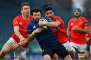 27 March 2021; Robbie Henshaw of Leinster is tackled by Chris Farrell and Damian de Allende of Munster during the Guinness PRO14 Final match between Leinster and Munster at the RDS Arena in Dublin. Photo by Brendan Moran/Sportsfile