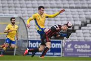 27 March 2021; Callum Warfield of Longford Town in action against James Finnerty of Bohemians during the SSE Airtricity League Premier Division match between Bohemians and Longford Town at Dalymount Park in Dublin. Photo by Sam Barnes/Sportsfile