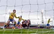 27 March 2021; Players from both sides react after Conor Davis of Longford Town scores his side's second goal during the SSE Airtricity League Premier Division match between Bohemians and Longford Town at Dalymount Park in Dublin. Photo by Sam Barnes/Sportsfile