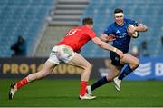 27 March 2021; Rory O'Loughlin of Leinster in action against Chris Farrell of Munster during the Guinness PRO14 Final match between Leinster and Munster at the RDS Arena in Dublin. Photo by Ramsey Cardy/Sportsfile