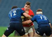 27 March 2021; Chris Farrell of Munster is tackled by Robbie Henshaw and Rory O'Loughlin of Leinster during the Guinness PRO14 Final match between Leinster and Munster at the RDS Arena in Dublin. Photo by Brendan Moran/Sportsfile