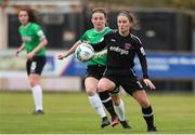 27 March 2021; Aisling Frawley of Wexford Youths in action against Dearbhaile Beirne of Peamount United during the SSE Airtricity Women's National League match between Wexford Youths and Peamount United at Ferrycarrig Park in Wexford. Photo by Michael P Ryan/Sportsfile