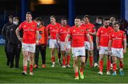 27 March 2021; Munster players, including Chris Farrell, left, and Andrew Conway, centre, following the Guinness PRO14 Final match between Leinster and Munster at the RDS Arena in Dublin. Photo by Ramsey Cardy/Sportsfile