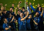 27 March 2021; Devin Toner of Leinster lifts the PRO14 trophy alongside teammates following the Guinness PRO14 Final match between Leinster and Munster at the RDS Arena in Dublin. Photo by Brendan Moran/Sportsfile