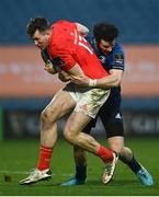 27 March 2021; Chris Farrell of Munster is tackled by Robbie Henshaw of Leinster during the Guinness PRO14 Final match between Leinster and Munster at the RDS Arena in Dublin. Photo by David Fitzgerald/Sportsfile