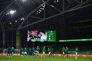 27 March 2021; A message of support shown on the big screen for former Republic of Ireland footballer Alan McLoughlin, who is currently undergoing cancer treatment, before the the FIFA World Cup 2022 qualifying group A match between Republic of Ireland and Luxembourg at the Aviva Stadium in Dublin. Photo by Eóin Noonan/Sportsfile