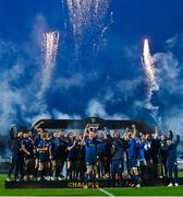 27 March 2021; Devin Toner, left, and Michael Bent of Leinster lift the PRO14 trophy alongside team-mates following the Guinness PRO14 Final match between Leinster and Munster at the RDS Arena in Dublin. Photo by Ramsey Cardy/Sportsfile