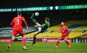 27 March 2021; James Collins of Republic of Ireland has a shot on goal during the FIFA World Cup 2022 qualifying group A match between Republic of Ireland and Luxembourg at the Aviva Stadium in Dublin. Photo by Eóin Noonan/Sportsfile