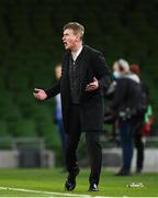27 March 2021; Republic of Ireland manager Stephen Kenny during the FIFA World Cup 2022 qualifying group A match between Republic of Ireland and Luxembourg at the Aviva Stadium in Dublin. Photo by Harry Murphy/Sportsfile