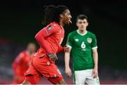 27 March 2021; Gerson Rodrigues of Luxembourg celebrates after scoring his side's first goal during the FIFA World Cup 2022 qualifying group A match between Republic of Ireland and Luxembourg at the Aviva Stadium in Dublin. Photo by Harry Murphy/Sportsfile