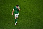 27 March 2021; Enda Stevens of Republic of Ireland leaves the pitch after his side's defeat in the FIFA World Cup 2022 qualifying group A match between Republic of Ireland and Luxembourg at the Aviva Stadium in Dublin. Photo by Piaras Ó Mídheach/Sportsfile