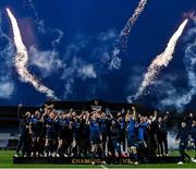 27 March 2021; Devin Toner and Michael Bent of Leinster lift the PRO14 trophy alongside team-mates following the Guinness PRO14 Final match between Leinster and Munster at the RDS Arena in Dublin. Photo by Ramsey Cardy/Sportsfile