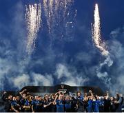 27 March 2021; Devin Toner and Michael Bent of Leinster lift the PRO14 trophy alongside team-mates following the Guinness PRO14 Final match between Leinster and Munster at the RDS Arena in Dublin. Photo by Ramsey Cardy/Sportsfile