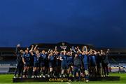 27 March 2021; Devin Toner and Michael Bent of Leinster lift the PRO14 trophy alongside team-mates following the Guinness PRO14 Final match between Leinster and Munster at the RDS Arena in Dublin. Photo by Ramsey Cardy/Sportsfile
