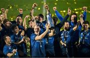 27 March 2021; Devin Toner of Leinster and his teammates celebrate with the the PRO14 trophy after the Guinness PRO14 Final match between Leinster and Munster at the RDS Arena in Dublin. Photo by Brendan Moran/Sportsfile