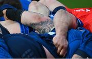 27 March 2021; A view of the tattoo's on the arms of Andrew Porter of Leinster during the Guinness PRO14 Final match between Leinster and Munster at the RDS Arena in Dublin. Photo by Ramsey Cardy/Sportsfile
