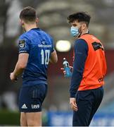 27 March 2021; Harry Byrne of Leinster, right, with brother Ross Byrne during the Guinness PRO14 Final match between Leinster and Munster at the RDS Arena in Dublin. Photo by Brendan Moran/Sportsfile