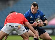 27 March 2021; Cian Healy of Leinster in action against James Cronin of Munster during the Guinness PRO14 Final match between Leinster and Munster at the RDS Arena in Dublin. Photo by Brendan Moran/Sportsfile