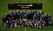 27 March 2021; The Leinster team celebrate with the PRO14 trophy after the Guinness PRO14 Final match between Leinster and Munster at the RDS Arena in Dublin. Photo by Brendan Moran/Sportsfile