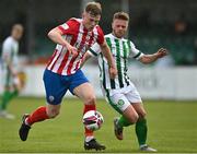 28 March 2021; Edmond O’Dwyer of Treaty United in action against Conor Clifford of Bray Wanderers during the SSE Airtricity League First Division match between Bray Wanderers and Treaty United at the Carlisle Grounds in Bray, Wicklow. Photo by Seb Daly/Sportsfile