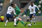 28 March 2021; George Saville of Northern Ireland in action against Kellyn Acosta of USA during the International friendly match between Northern Ireland and USA at the National Football Stadium at Windsor Park in Belfast. Photo by David Fitzgerald/Sportsfile