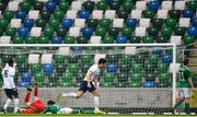 28 March 2021; Giovanni Reyna of USA celebrates after scoring his side's first goal during the International friendly match between Northern Ireland and USA at the National Football Stadium at Windsor Park in Belfast. Photo by David Fitzgerald/Sportsfile